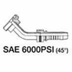 Końcówka kołnierzowa przewodu do zakucia SAE 6000 PSI długie kolanko 45°