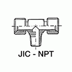 Tee Piece Female JIC 74° - NPT Fixed Female