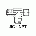 Tee Piece Two Male JIC 74° - NPT Male