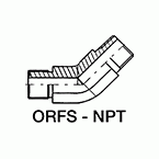 SAE / ORFS buitendraad - NPT buitendr - 45° hoek