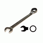 Ring-Gabelschlüssel, Ringseite mit Umschaltknarre, Metrisch