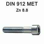 Śruby z łbem walcowym, z gniazdem sześciokątnym DIN912 - Zn 8.8