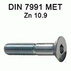 Parafuso de soquete hexagonal triturado DIN7991 - Zn 10.9