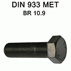 Şuruburi cu cap hexagonal metric DIN 933 - brut 10.9