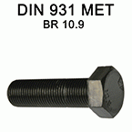 Buloane cu cap hexagonal metric DIN 931 - brut 10.9