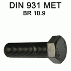 Cavilhas de cabeça hexagonal métricos DIN931 - em bruto 10.9