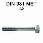 Hexagonal Metrical Headed Bolts Din931 - A2 Inox