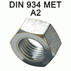 Porcas hexagonais métricas DIN 934 - aço inoxidável A2