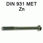 Śruby metryczne z łbem sześciokątnym DIN931 - Zn 10.9